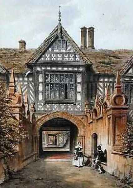 View of the North Entrance of Speke Hall Oil Painting by Joseph Nash