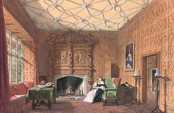 The small drawing room, Levens, Westmoreland Oil Painting by Joseph Nash