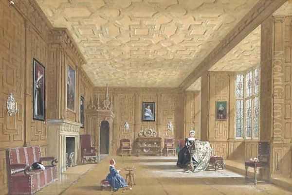 The oak room at Broughton Castle near Banbury, Oxfordshire Oil Painting by Joseph Nash