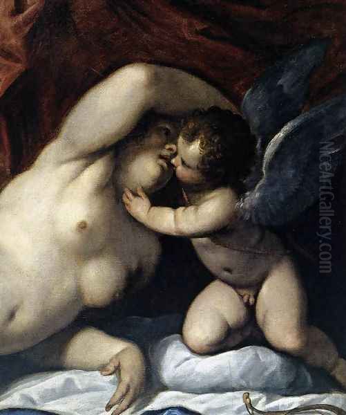 Venus and Cupid at Vulcan's Forge (detail) c. 1610 Oil Painting by Palma Vecchio (Jacopo Negretti)