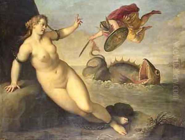 Perseus Rescues Andromeda, c.1610 Oil Painting by Palma Vecchio (Jacopo Negretti)