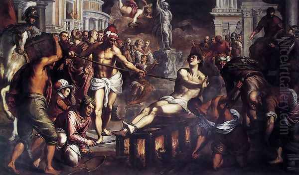 The Martyrdom of St Lawrence 1575 Oil Painting by Palma Vecchio (Jacopo Negretti)