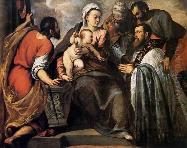 Virgin and Child with Saints 1580-81 Oil Painting by Palma Vecchio (Jacopo Negretti)