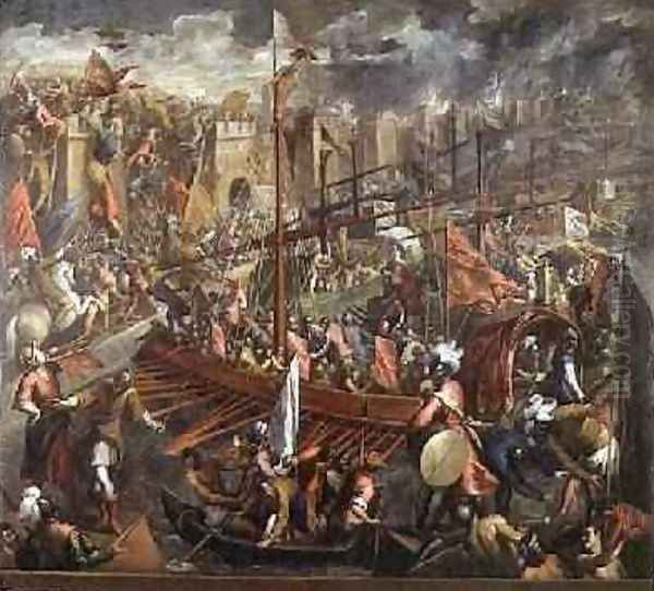 The Taking of Constantinople 4 Oil Painting by Palma Vecchio (Jacopo Negretti)