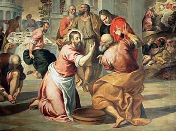 The Washing of the Feet Oil Painting by Palma Vecchio (Jacopo Negretti)