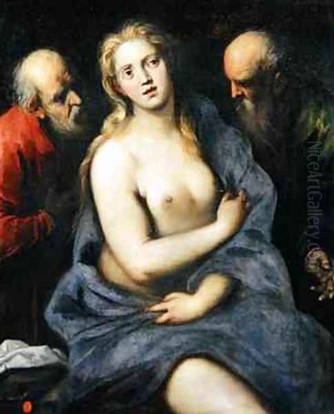 Susanna and the Elders Oil Painting by Palma Vecchio (Jacopo Negretti)