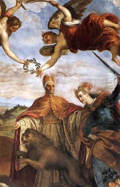 Allegory of the Victory over the League of Cambrai (detail) Oil Painting by Palma Vecchio (Jacopo Negretti)