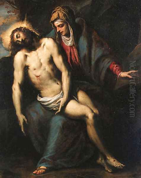 The Pieta 2 Oil Painting by Palma Vecchio (Jacopo Negretti)