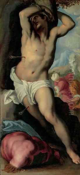 Saint Sebastian Oil Painting by Palma Vecchio (Jacopo Negretti)