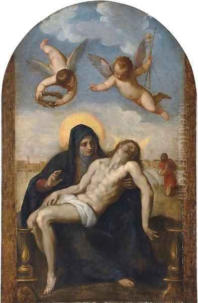 The Pieta Oil Painting by Palma Vecchio (Jacopo Negretti)