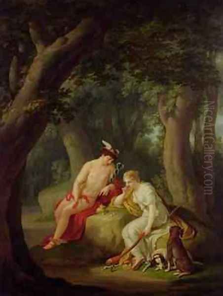 Diana and Mercury playing Dice 1788-90 Oil Painting by Johann August the Younger Nahl