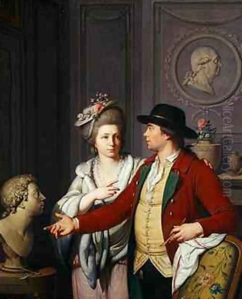 Samuel Nahl Shows his Bride a Bust of his Brother 1782 Oil Painting by Johann August the Younger Nahl