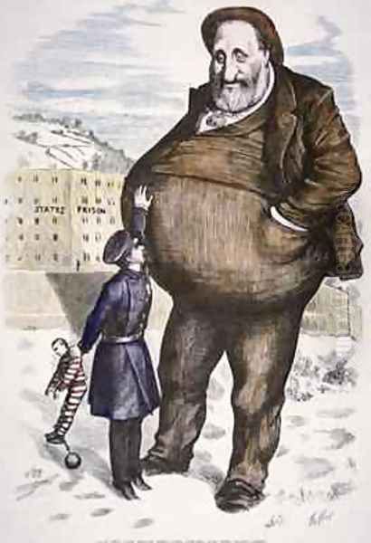 Cartoon featuring William Marcy Boss Tweed 1823-78 Oil Painting by Thomas Nast