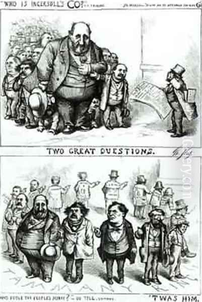 Cartoons featuring William Marcy Boss Tweed James Ingersoll and George Miller Oil Painting by Thomas Nast