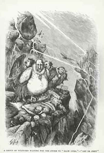 A Group of Vultures waiting for the storm to blow over Let us prey Oil Painting by Thomas Nast