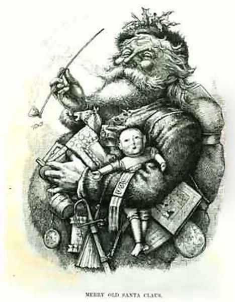 Merry Old Santa Claus Oil Painting by Thomas Nast