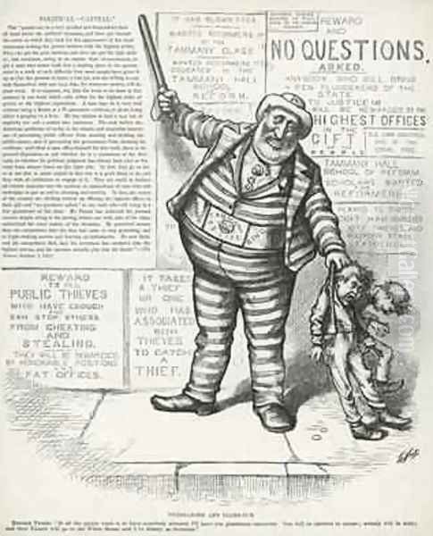 Tweed-le-dee and Tildendum from Harpers Weekly Oil Painting by Thomas Nast