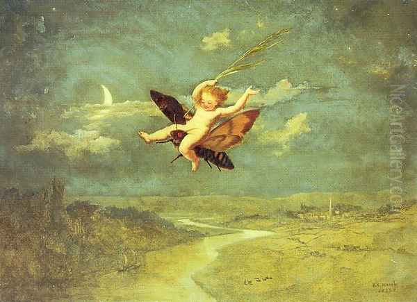 Moon Fairies II 1853 Oil Painting by John George Naish