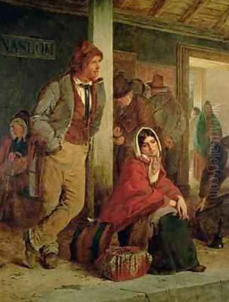 Irish Emigrants Waiting for a Train 1864 Oil Painting by Erskine Nicol