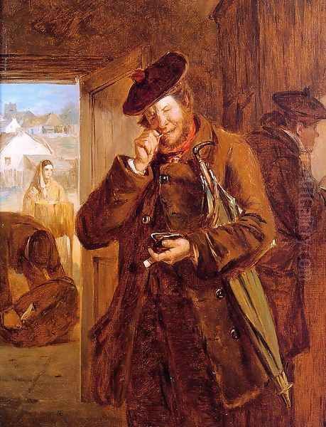 A Doubful Sixpence Oil Painting by Erskine Nicol