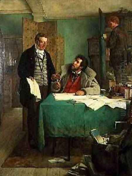 Signing the New Lease 1868 Oil Painting by Erskine Nicol