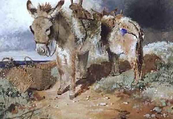 Donkeys 1855 Oil Painting by Erskine Nicol