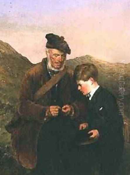 A Willing Pupil 1878 Oil Painting by Erskine Nicol