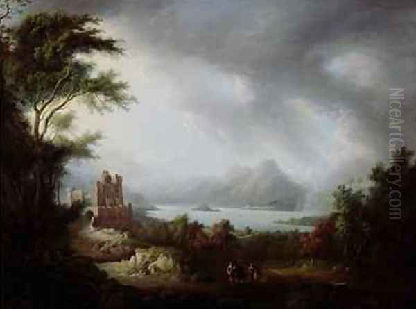 A Stormy Highland Scene Oil Painting by Alexander Nasmyth