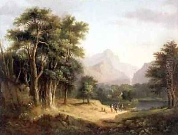 Highland Landscape with Figures Oil Painting by Alexander Nasmyth