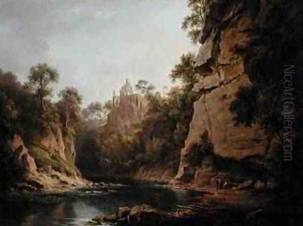 Hawthornden Castle near Edinburgh 1820-22 Oil Painting by Alexander Nasmyth