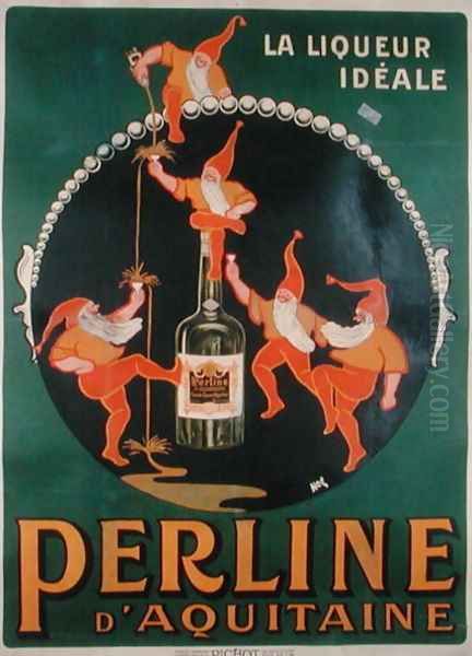 Poster advertising 'Perline d'Aquitaine' French liqueur Oil Painting by Amedee Charles Henri de Noe (Cham)