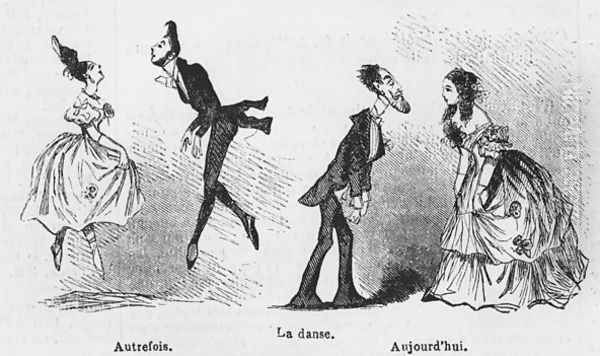 Caricature of dance, illustration from 'L'Illustration', 1847 Oil Painting by Amedee Charles Henri de Noe (Cham)