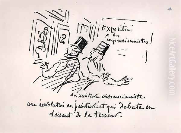 Caricature of the first Impressionist Exhibition in Paris, 'Revolution in Painting! And a terrorizing beginning', 1874 Oil Painting by Amedee Charles Henri de Noe (Cham)