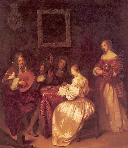 Musical Company 1665 Oil Painting by Caspar Netscher