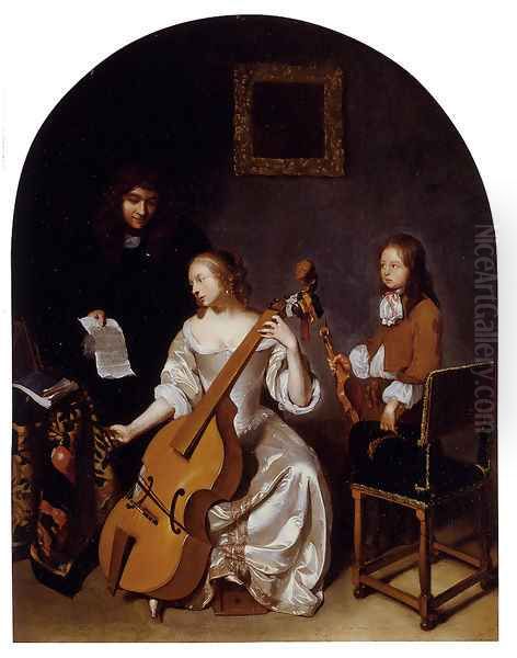 The Music Lesson Oil Painting by Caspar Netscher