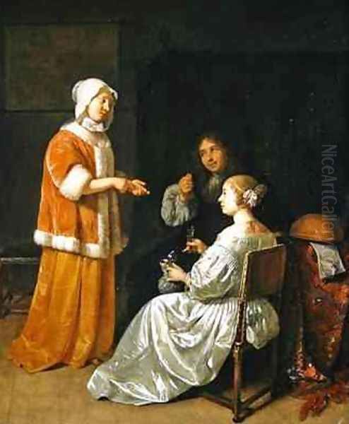 The Seduction 1664 Oil Painting by Caspar Netscher