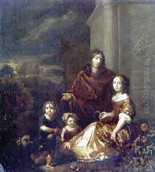 The Artists Family 1664 Oil Painting by Caspar Netscher