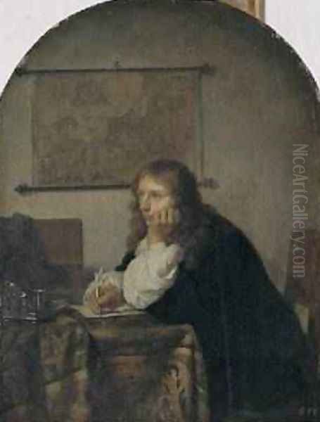 Man Writing a Letter 1665 Oil Painting by Caspar Netscher