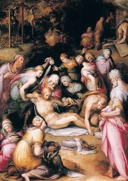 Lamentation over the Dead Christ 1572-73 Oil Painting by Giovan Battista Naldini