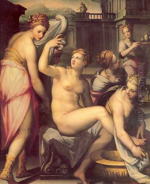 Bathsheba Bathing Oil Painting by Giovan Battista Naldini