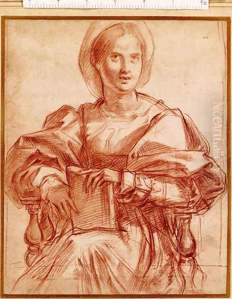 Portrait of Lucrezia del Fede, after Andrea del Sarto Oil Painting by Giovan Battista Naldini