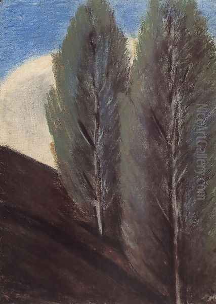 Hillside with Poplars 1927 Oil Painting by Istvan Nagy