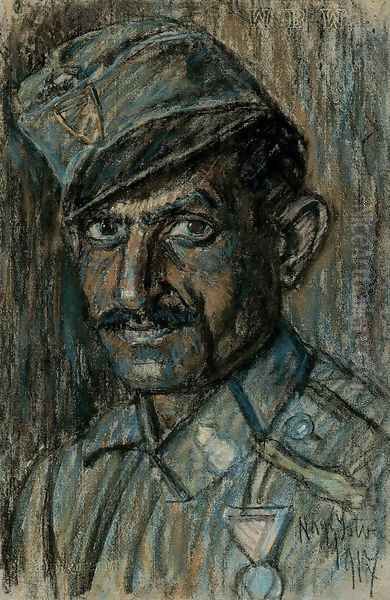 Head of a Soldier 1917 Oil Painting by Istvan Nagy