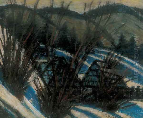 Hills with Blue Shadows 1930-32 Oil Painting by Istvan Nagy