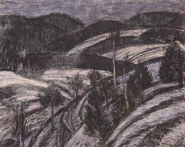 Winter Landscape 1927 Oil Painting by Istvan Nagy