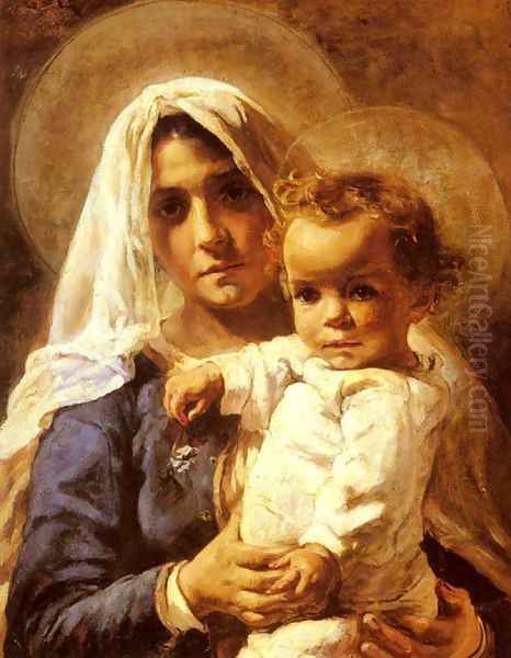 A Mother And Child Oil Painting by Elizabeth Nourse