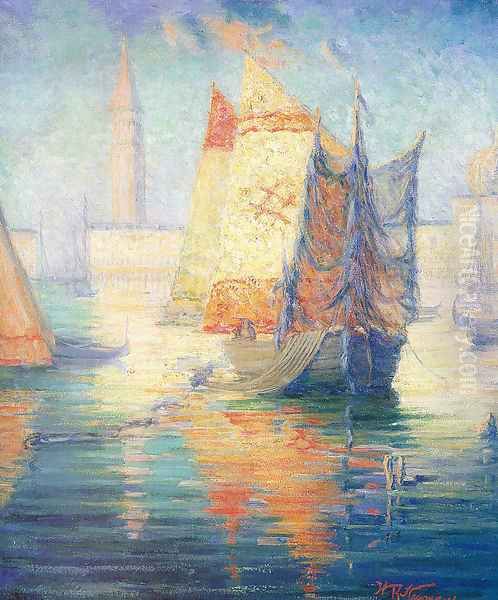 Golden Hour in Venice 1895 Oil Painting by Willie Betty Newman