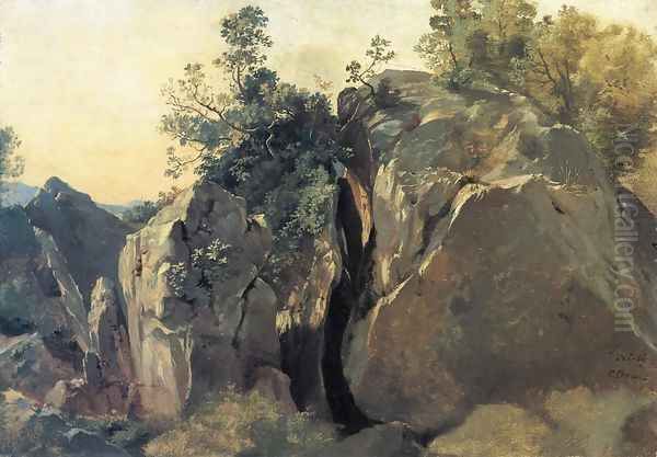 Cliffs at Olevano Oil Painting by Friedrich Nerly