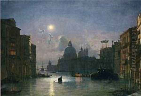 Santa Maria Della Salute Venice Oil Painting by Friedrich Nerly