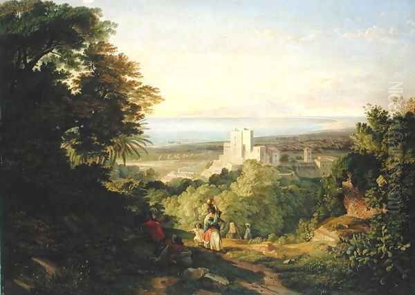 View of Terracina and Monte Circeo 1833 Oil Painting by Friedrich Nerly